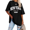 thumbnail image 2 of Trendfront Womens Graphic T Shirt Crewneck Short Sleeve New York Oversized Retro State Letter Print Summer Fashion Casual Slouchy Tops, 2 of 4