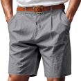 thumbnail image 3 of Wyobmus Men's Linen Shorts Solid Color Casual Elastic Waist Drawstring Summer Beach Short Pants With Pockets 2025 Fashion Clothes S-3X Gray, 3 of 4