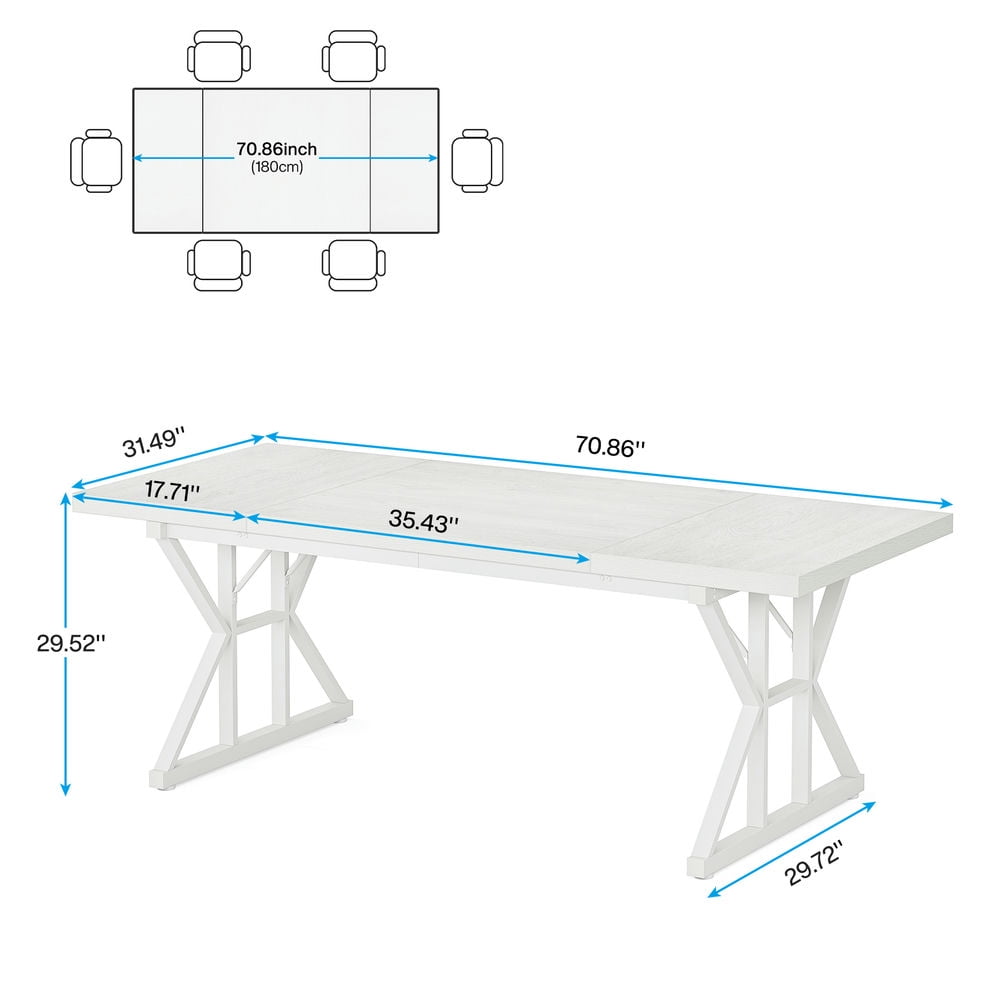 Spaco 6FT Conference Table, Rectangle Meeting Room Table Executive Desk, Desk for Indoor as Home, Office, White