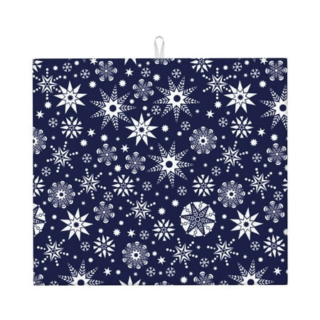 

Pofeuu Snowflakes2 Print Ultra Water Absorbent Microfiber Dish Drying Mat Drying Mat for Kitchen Kitchen Counter Accessories
