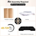 thumbnail image 6 of Vinform 134" Cloud Couch Modular Sectional Sofa, 5 Seat U Shaped Convertible Couch Corduroy Thick Cushion with Side Pockets and Toss Pillows for Living Room, Black, 6 of 7
