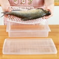 thumbnail image 3 of Caja de plástico para almacenar alimentos, frutas y congelados, rectangular, para cocina, con drenaje para refrigerador, caja sellada, caja para pescado, 3 of 5