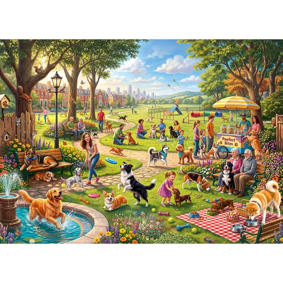 Dog Park Fun Jigsaw Puzzle 1000 Pieces - Puzzles for Adults & Dog Lovers