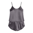thumbnail image 6 of Stamzod Womens Satin Pajamas Set 2 Piece Silk Pjs Shorts Set Drawstring Cami Top Lounge Set Gray L, 6 of 6
