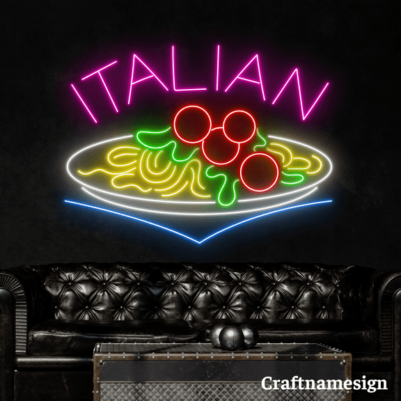 Craftnamesign Spaghetti Neon Sign for Italian Restaurant Shop Wall Decor