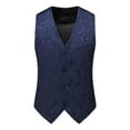 thumbnail image 3 of BVOFAR Men's Paisley Floral Jacquard Dress Vest Slim Fit Wedding Prom Tuxedo Suit Waistcoats Business Formal Vests Navy XXXXXL, 3 of 5
