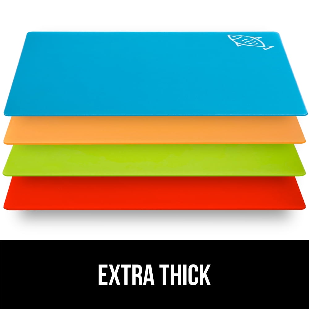 GORILLA GRIP Cutting Board Set of 4, Flexible, Durable Plastic Chopping Mats, 15x12, Multicolor