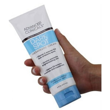 Advanced Clinicals Dark Spot Therapeutic Cream with Vitamin C. Hydroquinone Free. For Age Spots, Blotchy Skin. Face, Hands, Body. Large 8oz Tube.