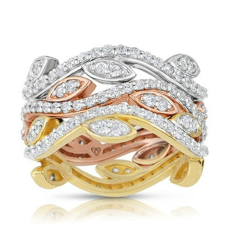 Women's 1-7/8 Carat T.W. Diamond 10kt Tri-Color Stackable Ring Bands