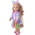thumbnail image 3 of AlevRam 3 Piece Outfit for 18" Dolls Sequin Jacket, White Tank Top Rainbow Tulle Skirt Doll Clothes Set, 3 of 5