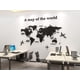 thumbnail image 2 of Pegatinas de pared con mapa del mundo 3D, murales decorativos, calcomanía DIY, negro, 47x24 pulgadas, acrílico, decoración artística de pared para oficina, dormitorio, sala de estar, pared de TV (negr, 2 of 5