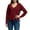 Wine, variant on Women's Frayed Hem Crop Sweater V-Neck Long Sleeve Casual Pullover (Black, L)
