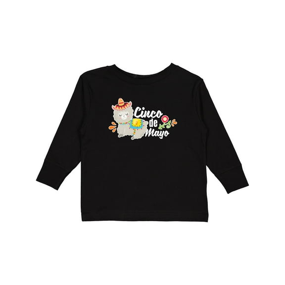 Inktastic Cinco De Mayo with Llama and Flower Boys or Girls Long Sleeve Toddler T-Shirt