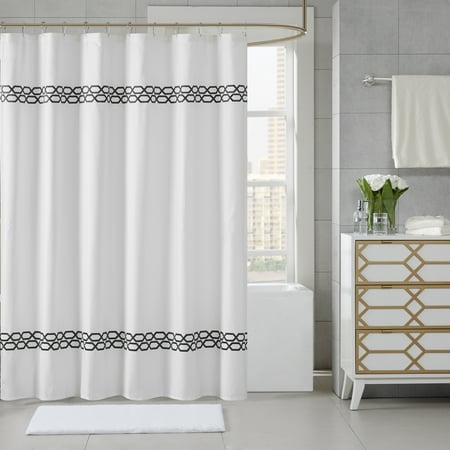 Cotton Modern Curtain - Home Essence Circuit Embroidered Shower Curtain