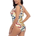 thumbnail image 4 of Salouo Snake Pattern One Shoulder Ruffled One Piece Swimsuit for Women V Neck Swimwear Tummy Control Bathing Suit-Large, 4 of 6