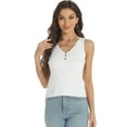 thumbnail image 6 of Womens V Neck Tank Tops 2024 Ribbed Knit Sleeveless Basic Shirt Trendy V Neck Buttons Summer Top, 6 of 6