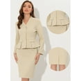 thumbnail image 2 of DARING DIVA Women's Collarless Peplum Blazer Sheath Skirts 2 Pcs Suit Set XL Beige, 2 of 6