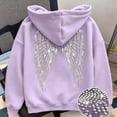 thumbnail image 6 of Angel Wings Hooded Sweatshirt for Women Embroidered Oversized Sparkly Long Sleeve Pullover Y2K Drawstring Hoodie with Pockets Light Purple XS-5XL, 6 of 6