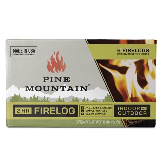 Fire Log Pine Mountain, tiempo de combustión de 2 horas, paquete de 6