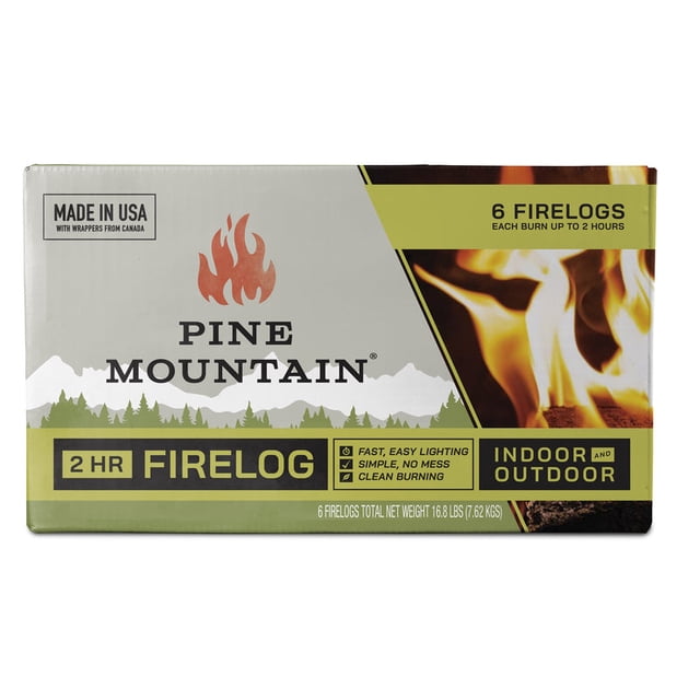 Fire Log Pine Mountain, tiempo de combustión de 2 horas, paquete de 6