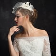 thumbnail image 3 of Tocado con sombrero y velo vintage: elegante tocado para novia, disfraz con velo, 3 of 8