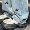 thumbnail image 4 of NOLDARES Girl's High Waisted Button Wide Leg Jeans Casual Long Denim Pants with Streetwear(Blue,12-13 Years), 4 of 8