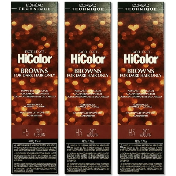 L'Oreal Excellence HiColor H5 Soft Auburn Permanent Tint HC-05111 (3 Pack)