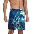thumbnail image 2 of Balery Abstract Blue Skull Pantalones cortos de pijama de punto de algodón para hombre con cinturilla y bolsillos-Small, 2 of 6