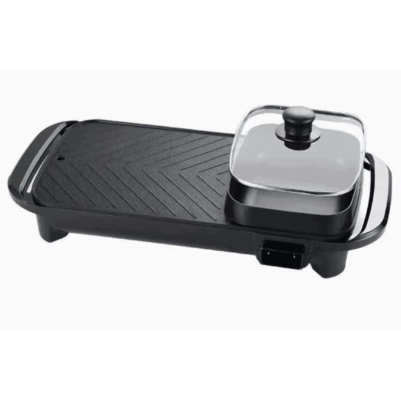 Arcticwind Hot Pot with Grill,2 in 1 Electric Smokeless Hot Pot with Grill, W/Large Capacity Baking Tray, Non-Stick Skillet Pan,Fast Heating, 1-8 People,for Korean BBQ,Steaks,Shabu Shabu and Noodles