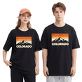thumbnail image 4 of Colorado Mountain Sunset Retro Graphic Tee for Men, Fun Outdoor Cotton Short Sleeves T-Shirt, 4 of 6