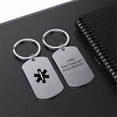 thumbnail image 3 of Customized Medical Alert ID No Needle Awareness Keychain Personalized Medic Alarm Namplate Keyring Tag Disease Allergy Identification Reminder for Men Women,with Aid Bag, 3 of 7