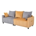 thumbnail image 5 of Modern Velvet Sofa Couch,3 Seater Sofa Couch with Cushion for Living Room,Light Grey & Yellow, 5 of 7