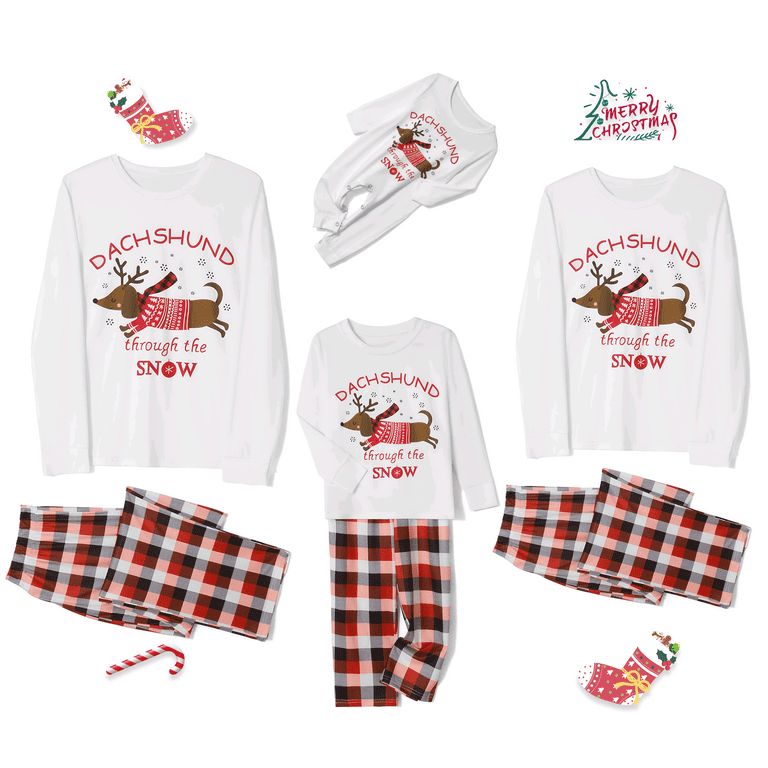 New Matching Christmas Pajamas For Family Dachshund Printed Family