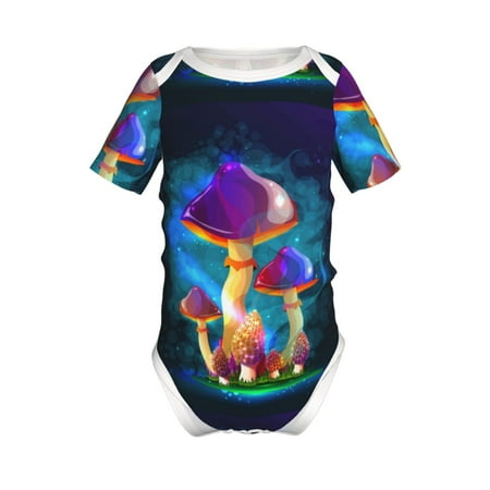 

Lukts Magic Mushrooms Fireflies Print Baby Short Sleeve Romper Onesie for Newborn Baby Boys and Girls-12 Months