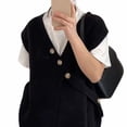 thumbnail image 4 of Chaleco de punto para mujer, cuello en V, botón, suelto, elegante, liso, sin mangas, suéter, 4 of 8