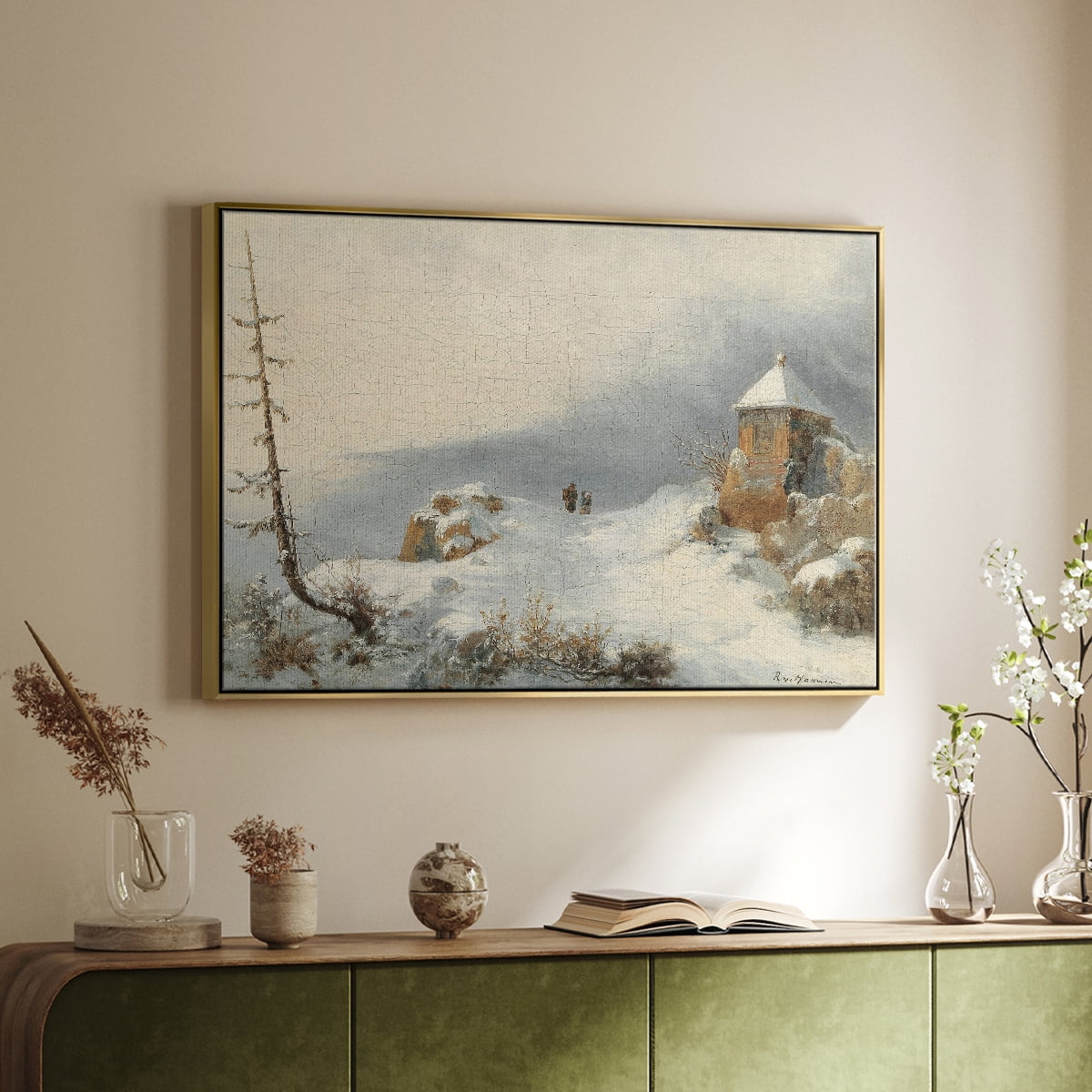 Vintage Landscape-CDIII By Wexford Home Framed in Gold Wood Gallery Wrapped Canvas 25 in. x 37 in.