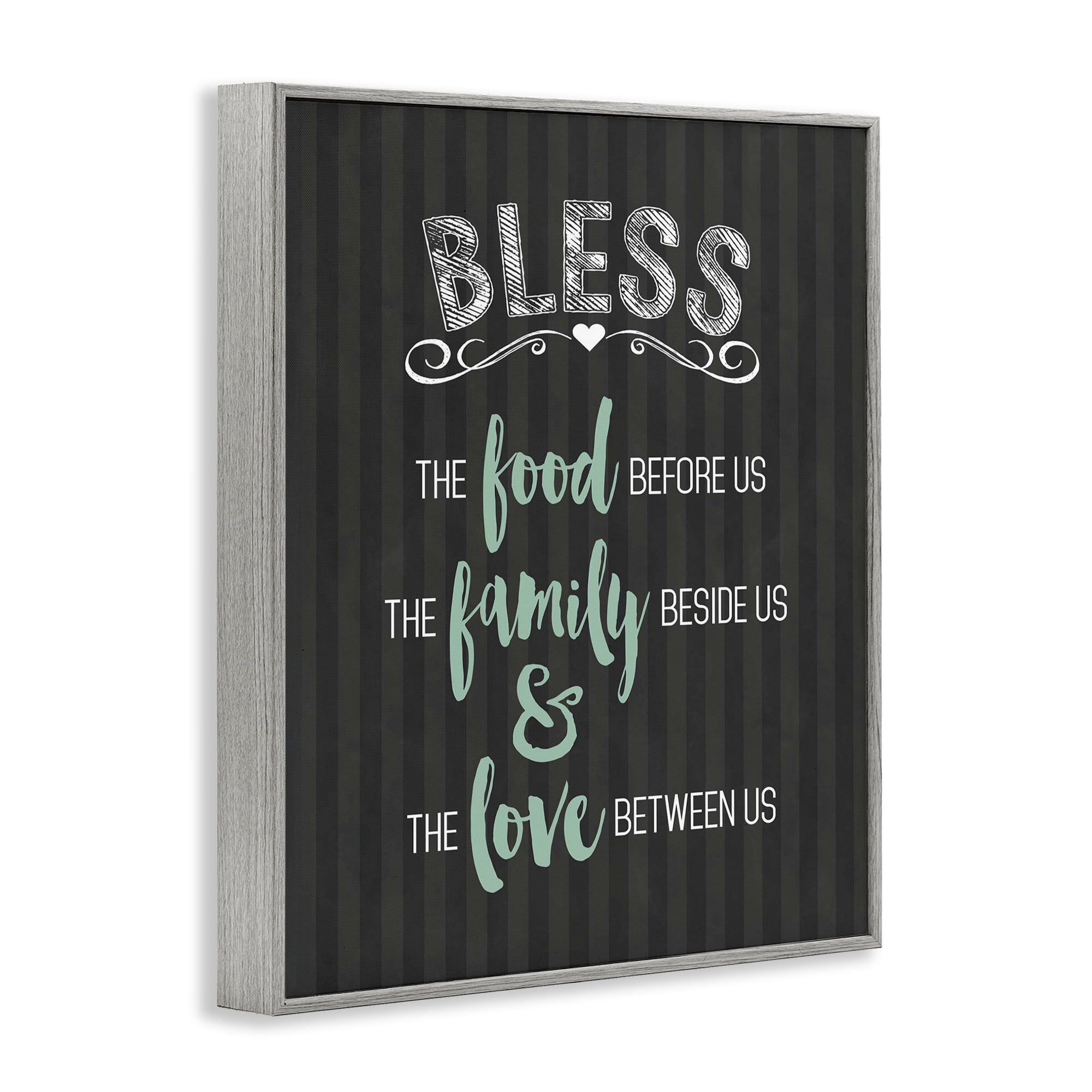 Bless The Food Family & Love Gray Framed Giclee Art, design by Lettered and Lined