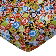 SheetWorld Fitted 100% Cotton Percale Play Yard Sheet Fits BabyBjorn Travel Crib Light 24 x 42, Traffic Signs