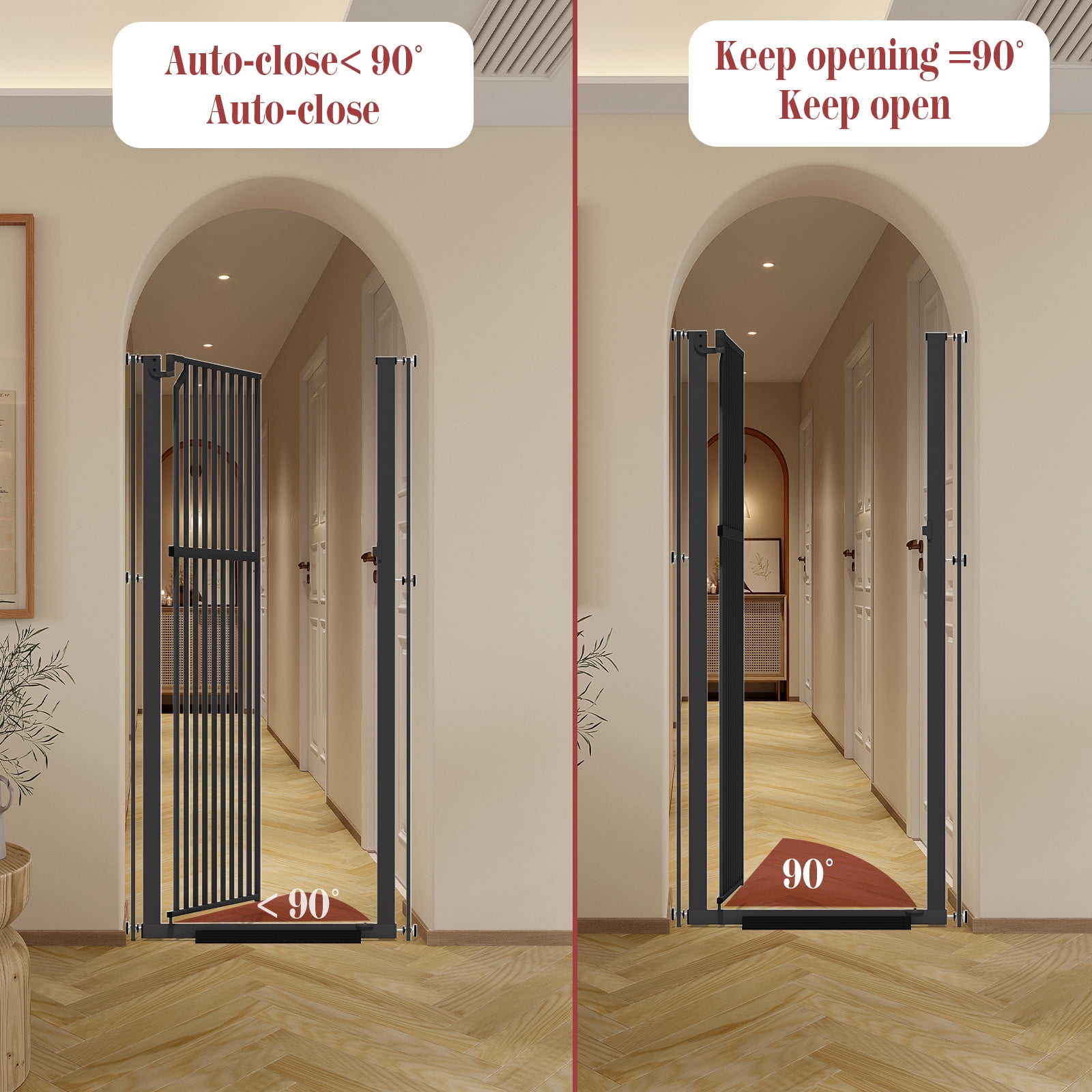 GLAF 63" Extra Tall Cat Gate - 30-37.8" Wide Extendable Cat Barrier for Doorway - Pressure Mounted Cat gate for Doorway - Auto Close Extra Tall Pet Gate - 63 inch Tall pet gate