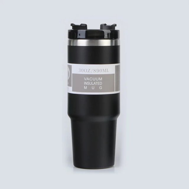 Taza portátil con aislamiento de acero inoxidable de 30oz para coche, dominador de hielo, taza con pajita doble para bebida, taza de preservación del frío para uso en vehículos