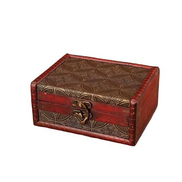 Box Jewelry Wood Antique Pendant Storage Lock Buckle Present Packaging Display Package Rings Organizer Practical Copper