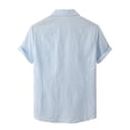thumbnail image 3 of nsendm Mens Shirts Men's Top Oversized T Shirts for Men Spring Solid Color Turndown Collar Casual Short-Sleeved Shirts Blouse Mens T Shirts Light blue XXL, 3 of 4
