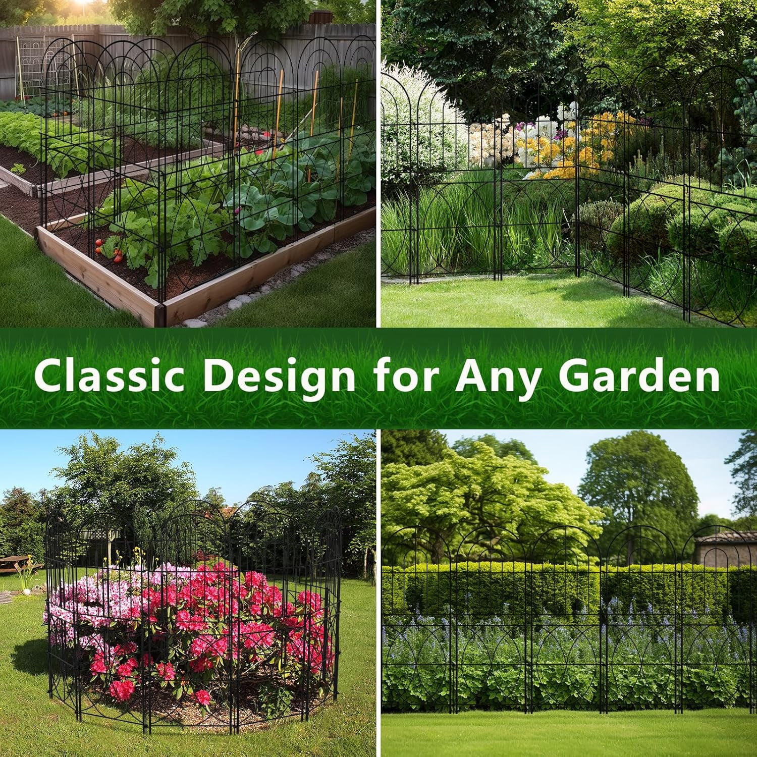 Decorative Garden Fence, No Dig Rustproof Metal Wire Fencing Border Animal Barrier, Flower Edging for Landscape Patio Yard Outdoor Decor