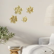 Jokapy Metal Flower Wall Decor, Gold Round Wall Art , Indoor Outdoor Hanging Sculptures, Set of 4