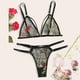 thumbnail image 3 of Gibobby Conjunto de lencería de encaje Ropa interior de mujer Encaje S-3XL Tanga Sujetador Bordado Flor Tanga Lencería Nuevo conjunto Íntimos(Negro, G), 3 of 5