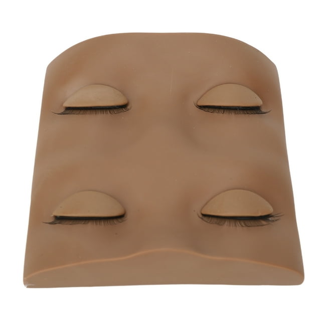 False Eyelashes Extension Practice Mannequin, PVC Soft Silicone Detachable Lightweight 3D Simulated Eyelash Training Model Head Washable For Display Coffee Color