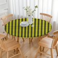 thumbnail image 3 of Yellow Black Checkerboard Checkered Pattern Round Fitted Tablecloth with Elastic Edge,Dining Table Cover Waterproof,Outdoor Round Tablecloth for Camping,Dining,Indoor and Outdoor, 3 of 7