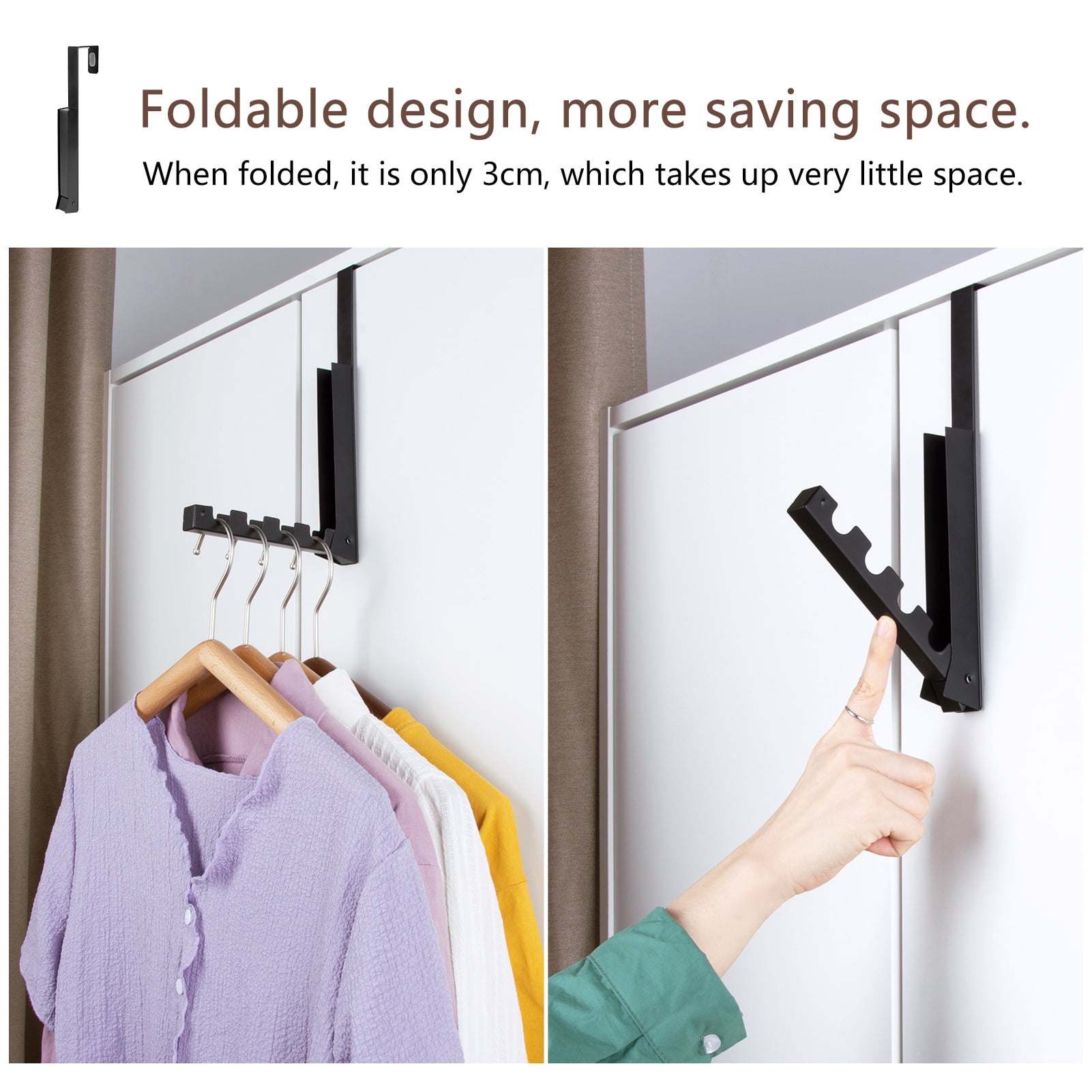 Neinkie Over The Door Closet Valet Single Hook Retractable Collapsible Folding Hanging Rack Organizer Perfect for Clothes Towels Ideal for Bathrooms Dorm Rooms Etc Walmart