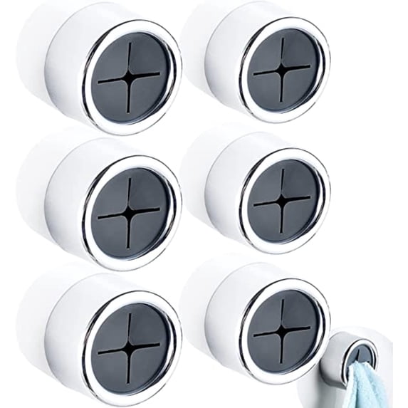 PEACNNG Convenient and Versatile Push Hooks for Towel - No Drilling Required! Keep Your Kitchen Tidy Self-Adhesive Kitchen Towel Holder with Push Hooks 6 pcs