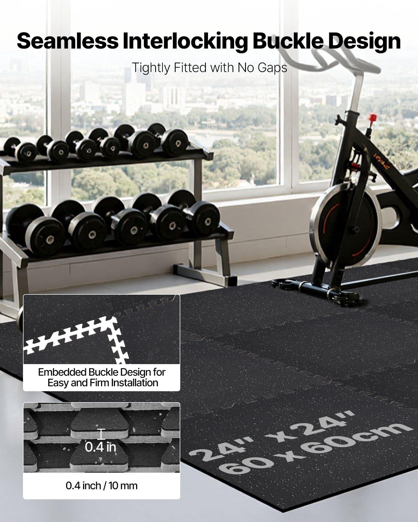 24 PCS High Density EVA Foam Interlocking Exercise Mats 24x24x0.4 Inch Puzzle Floor Tiles Protective Gym Office Flooring with Gray Dots